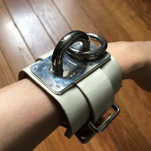 Zana Bayne Choker Hand Wrist Cuff White Leather